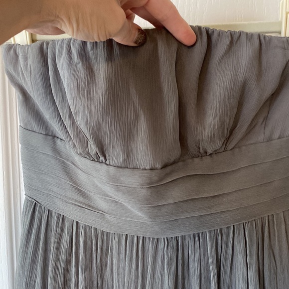 GUC JCrew Strapless Crepe Silk Gray Dress 0P - Picture 5 of 7